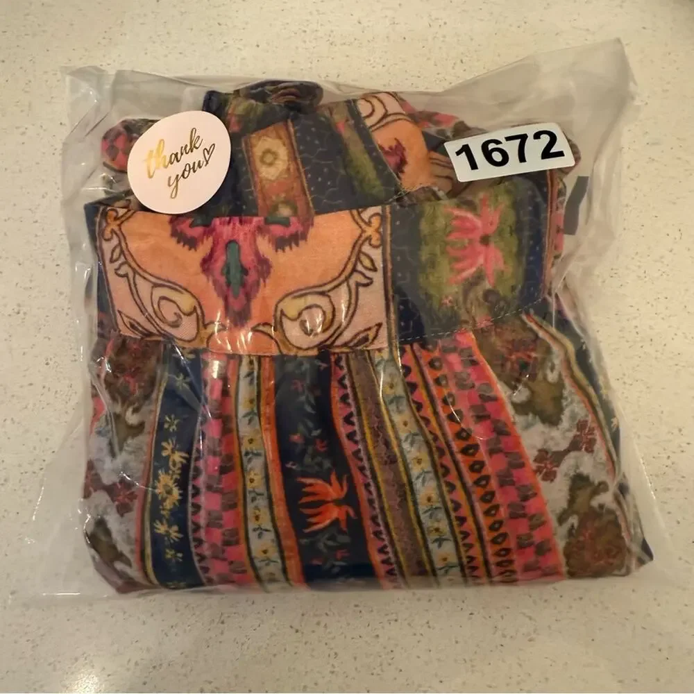 Anthro Vineet Back Patrice Tiered Multicolored Skirt